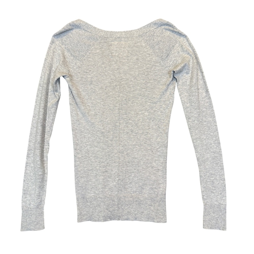 American Eagle V-Neck Sweater Womens XS Gray Knit Vintage Y2K Slim Fit Preppy - Picture 6 of 7